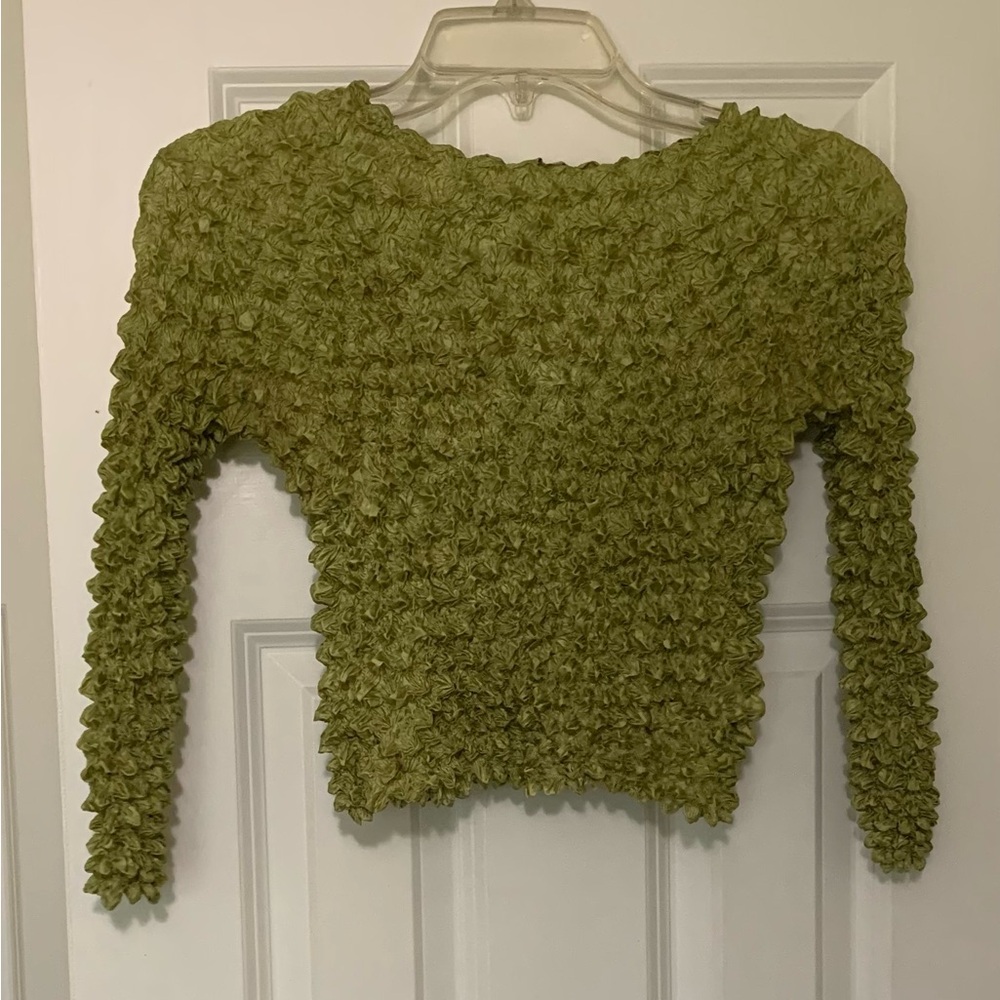 Vintage Chartreuse Popcorn Top S Stretchy